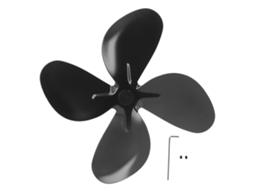 Lâmina Ventilador Fogão Alumínio 4 Pás Preto Com Chave