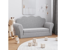 Vidaxl Sofá-cama Infantil De 2 Lugares Pelúcia Macia Cinzento-claro