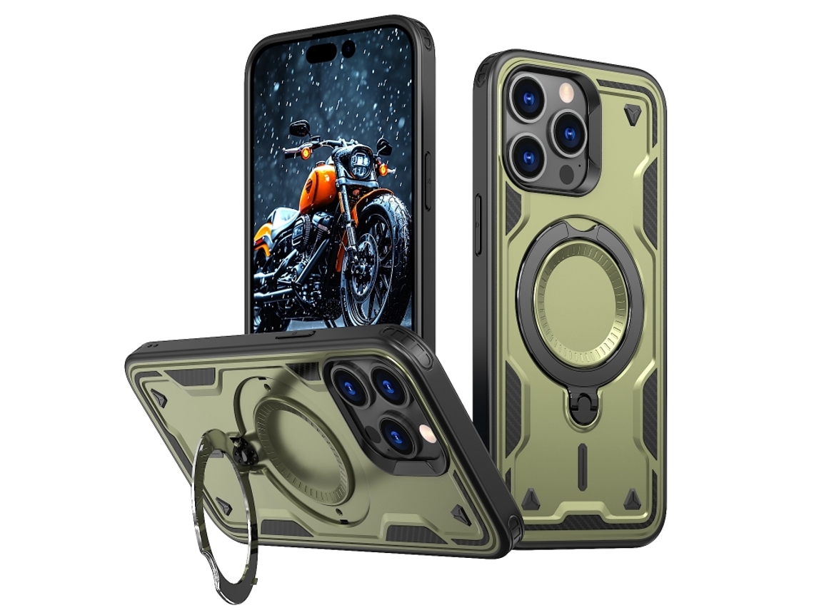 Capa Armor Híbrida Pc Tpu Para Iphone 13 Pro - Suporte De Anel Magsafe