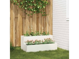 Vidaxl Vaso De Jardim Branco 100 X 60 X 45 Cm Aço Laminado A Frio