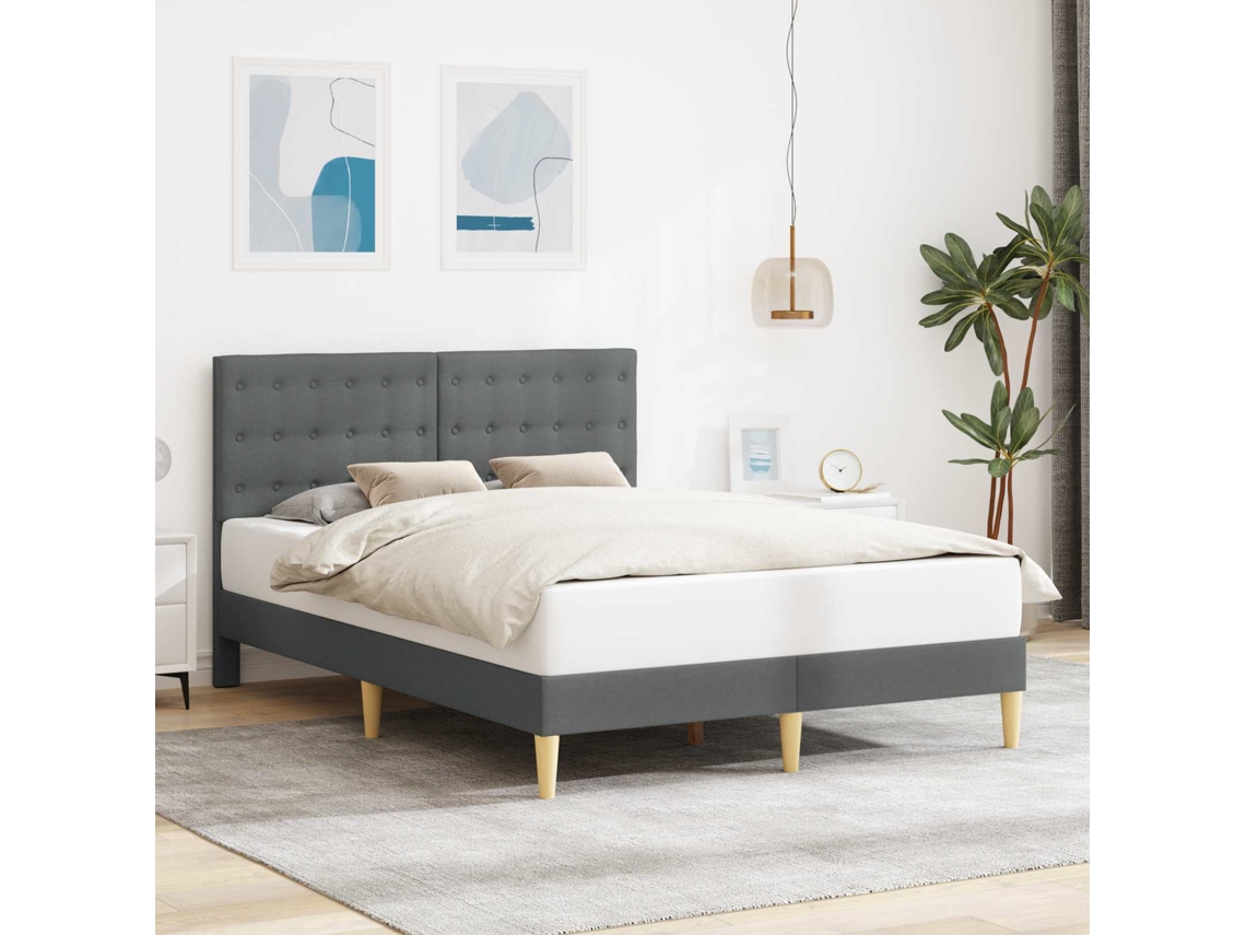 Vidaxl Estrutura Da Cama Cinzento-escuro 160 X 200 Cm Tecido
