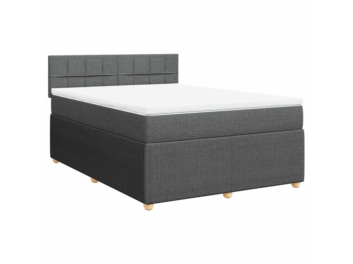 Cama com Molas e Colchão Tecido Cinzento Escuro MAISON EXCLUSIVE (140x190 cm)