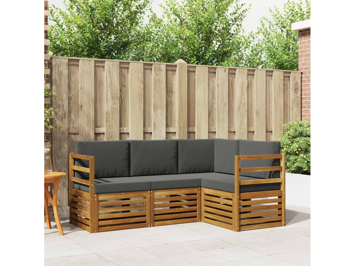 Vidaxl Conjunto De Sofás Para Exterior 4 Unid. Natural E Antracite