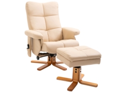 Poltrona Massagem Creme 80x86x99cm, 145°, Banquinho, Poliéster.-ty