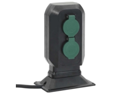 Tomada Exterior Estaca 2 Vias 15,5x11x24cm Preto/verde
