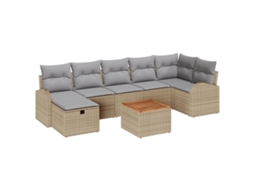 Conjunto 8 Sofá De Jardim Vidaxl Bege Vime Pe (289 X 124 X 85 Cm)
