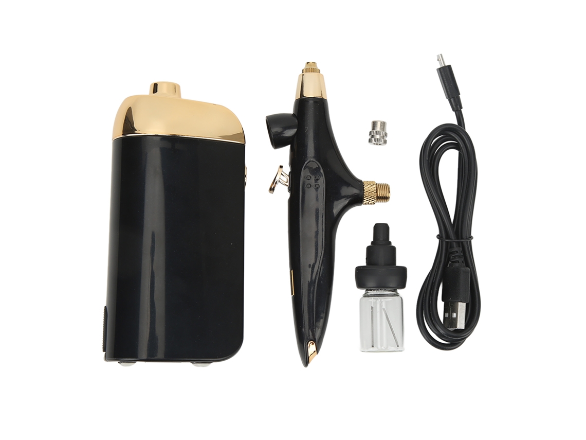 Dispositivo De Aerógrafo Portátil Para Maquillaje Y Cuidado Facial Oxígeno Con Nebulizador Nano Mist Regalo Para Mujeres Set Negro