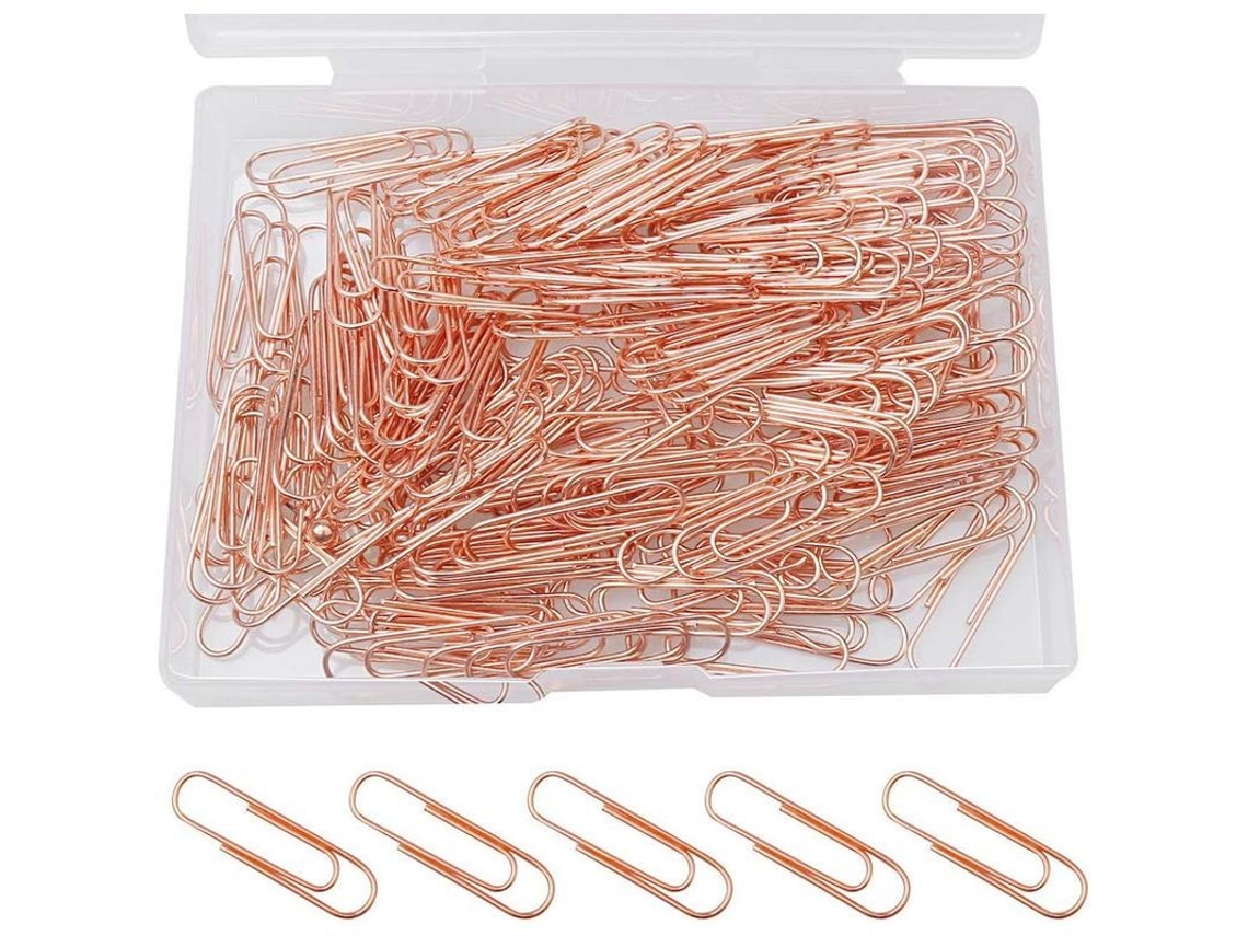 2026 200 Clips de Papel Oro Rosa, 28mm de Acero Inoxidable, Suaves Y Duraderos (1.1")