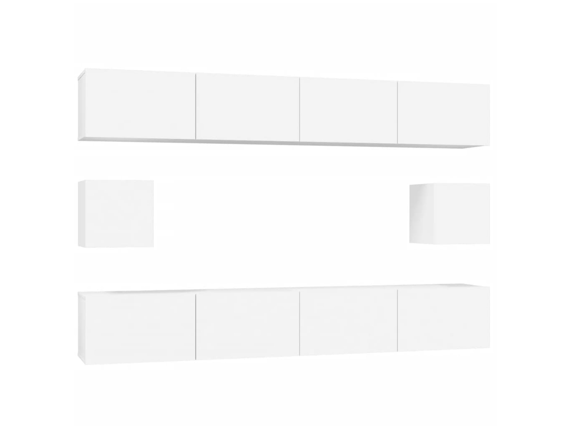 Conjunto TV Mover 6 Peças Madeira Processada Branco MAISON EXCLUSIVE
