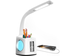 Suporte Para Caneta E Telefone, Luminária De Leitura Confortável Com Pescoço De Ganso Ajustável E Visor Lcd Inteligente Para Rotinas De Trabalho E Est