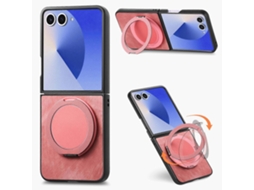 Capa De Celular Retrô Em Couro Com Suporte Giratório Redondo Para Samsung Galaxy Z Flip7 5g