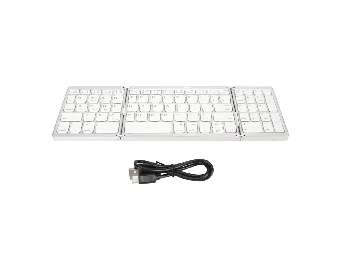 Aetheria teclado Bluetooth Triplo Dobra Conexão Múltiplos Dispositivos Sem Fio Prata e Branco