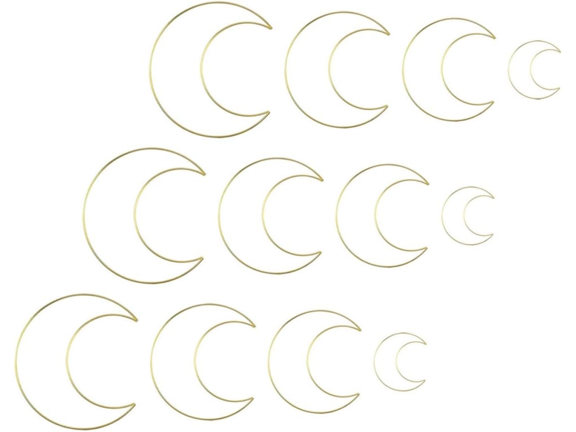 Conjunto De 12 Anéis Apanhadores De Sonhos Em Ferro Dourado Com Formato De Lua