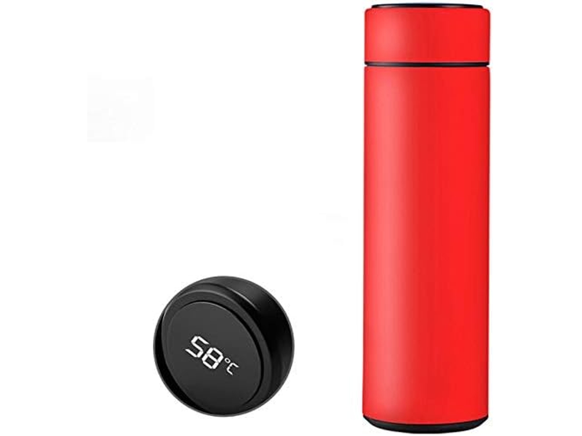 Garrafa de Água Isolada a Vácuo com Visor de Temperatura Inteligente Garrafa Térmica para Café em Aço Inoxidável 500 Ml Vermelho ZMDECQNA