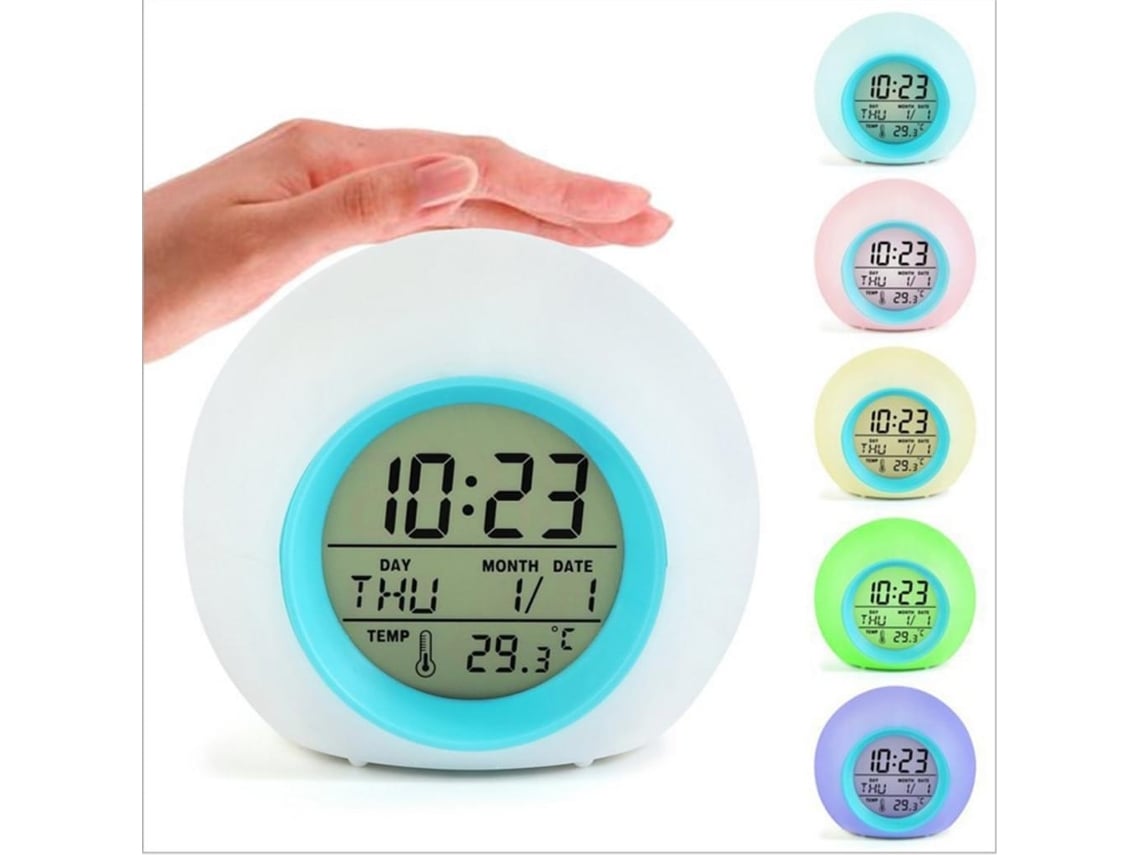 Despertador Infantil Com Luz Noturna De Cores, Relógio Digital