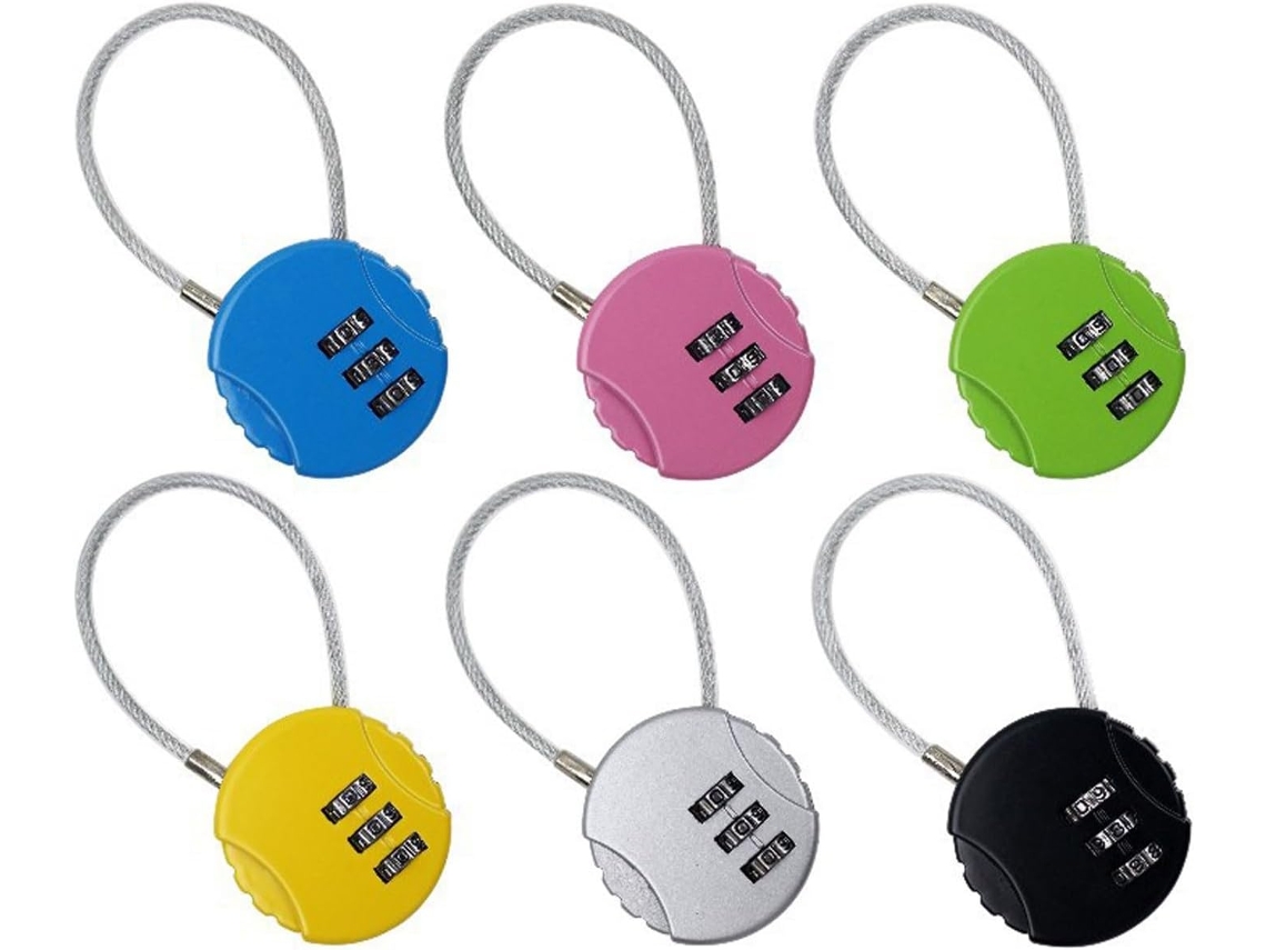 Conjunto De 4/6 Cadeados Combinação 3 Dígitos Para Uso Externo,