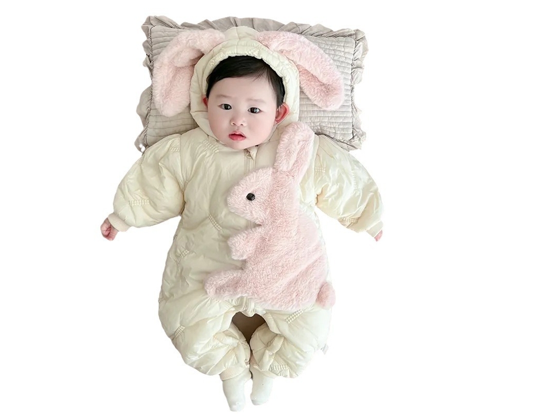 Roupas de Natal Pequeno Coelho Outono e Inverno Engrossado Macacão Infantil e Criança Romper 73Cm