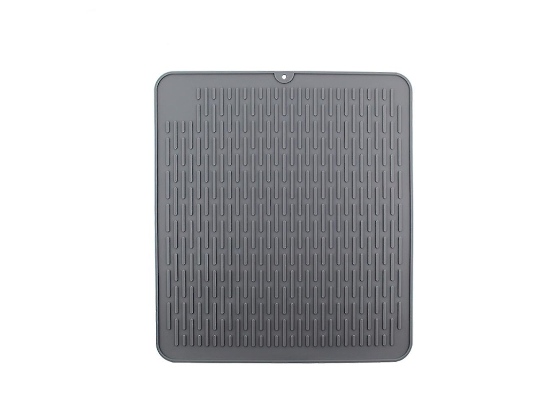 Tapete de Secado de Silicona para Fregadero de Cocina Multifuncional Con Canalizaciones 45*40*0.5cm Gris