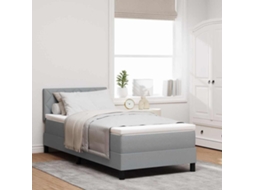 Vidaxl Cama Box Com Cabeceira Manual Cinzento-claro 90 X 200 Cm Tecido