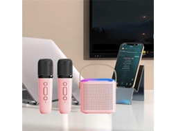 Sistema De Alto Falantes Portáteis Bluetooth 5.3 Com 2 Microfones Sem Fio, Alto Falante Para Canto Doméstico, Rosa Olysi Shop
