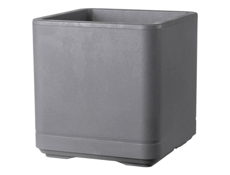Vaso De Flor Cube Deroma Cosmo Cinza Claro Com Reserva De Água Rodízios 38 Cm