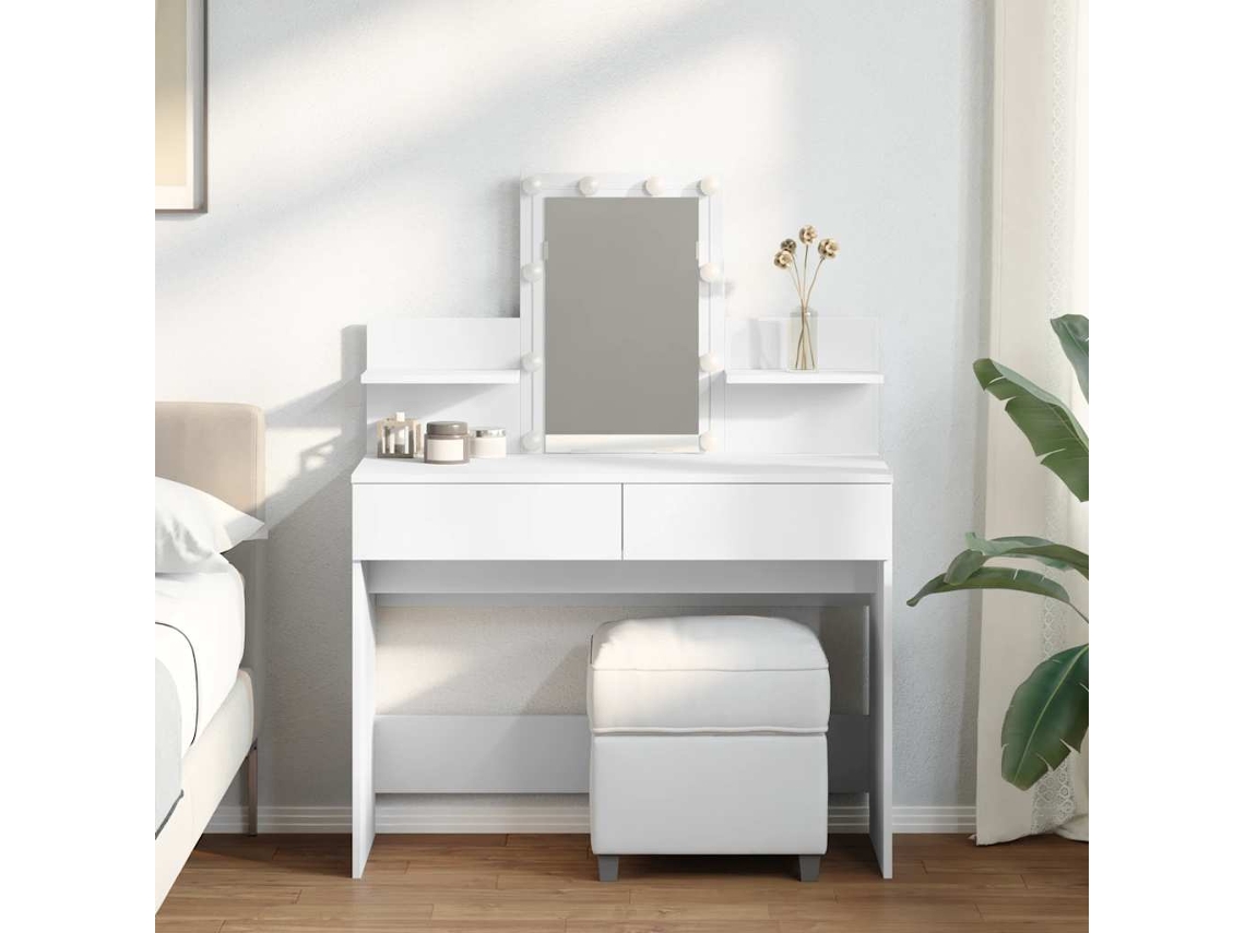 Vidaxl Toucador Com Leds 100x40x130 Cm Branco