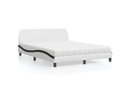 Vidaxl Cama Com Colchão Dover 160x200 Cm Couro Artificial Preto E Branco