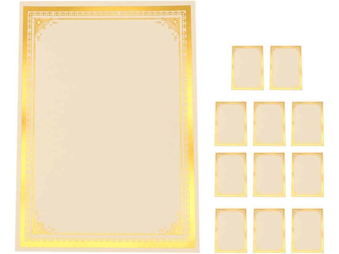 Papel para Certificados A4 em Branco, 12 Folhas, 250 G/m², Papel para Impressão com Acabamento Interno, Dourado, para Escritório/escola CHABERLU
