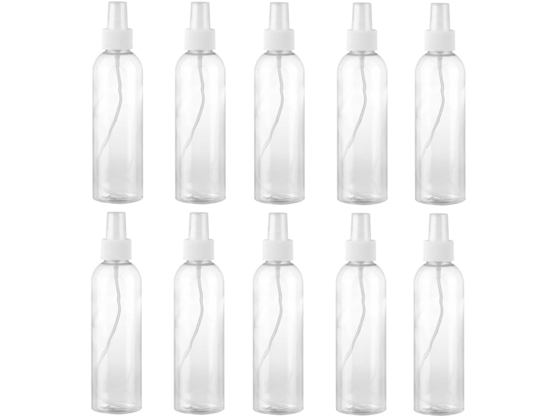 Frascos de spray vazios e recarregáveis, spray fino Nevoa, pacote com 10 unidades.
