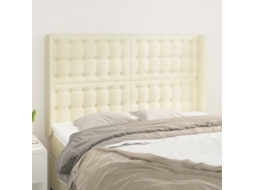 Vidaxl Cabeceira Cama C/ Abas Couro Artificial 147x16x118/128 Cm Creme