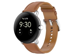 Bracelete para Google Pixel Watch Pulseira de Couro com Costura em Relevo Marrom Claro VENISYMLIS