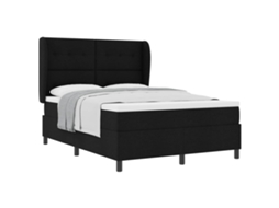 Cama Box com Colchão com Cabeceira Preto 140x200cm Tecido MAISON EXCLUSIVE