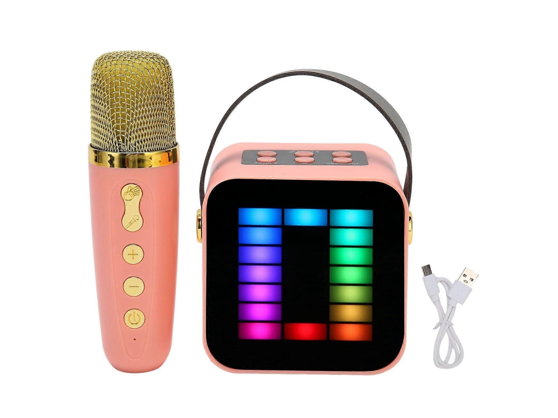 Mini Máquina De Karaokê Com Luz Rgb, Chip De Processamento Digital, Alto Falante Bluetooth Portátil Com Microfone, Rosa. Aquaforge