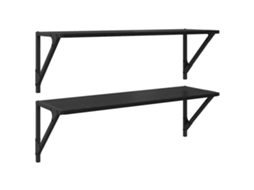 Vidaxl Prateleiras De Parede 2 Pcs Carvalho Preto 80 X 25 X 25,5 Cm