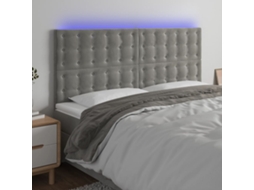 Vidaxl Cabeceira Cama C/ Luzes Led Veludo 200x5x118/128cm Cinza claro
