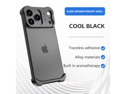 Capa Sem Bordas Para Iphone 17 Pro, Com Proteções De Metal Nos Cantos E Protetor De Lentes - Preta