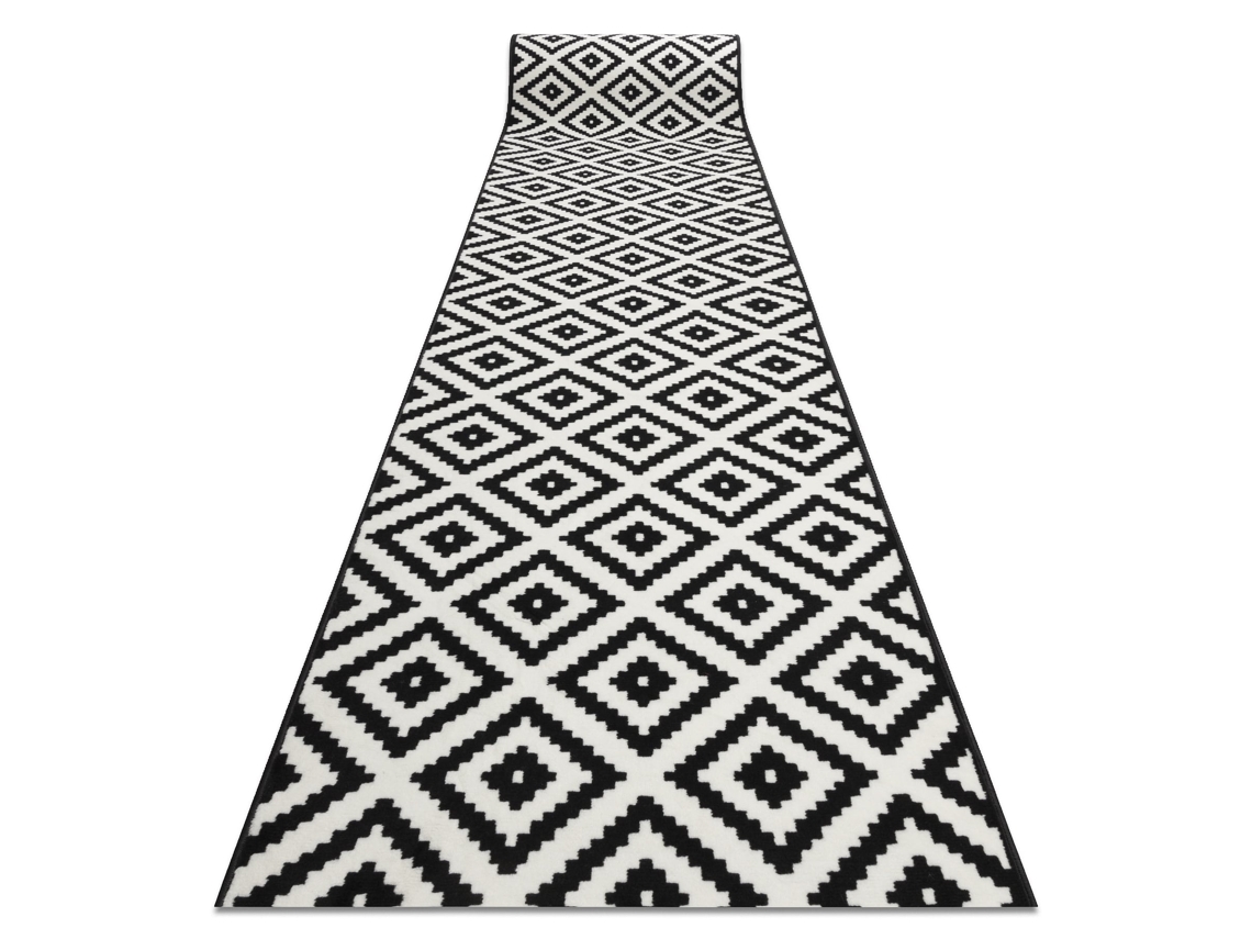 Passadeira Bcf Morad Ruta Diamantes Preto/Creme 60 cm