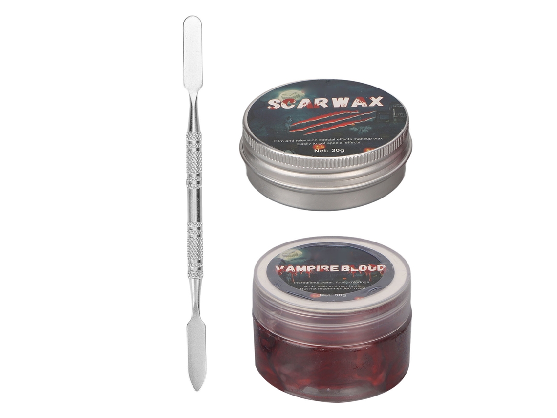 Kit De Maquillaje De Efectos Especiales Para Halloween Com Cera De Cicatrizes, Sangre Falsa E Rasqueta Para Festa E Disfraces