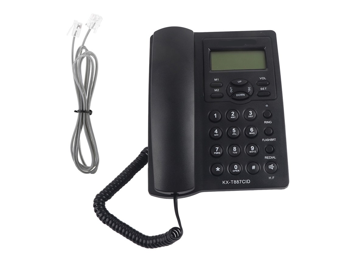 Mali telefone Fixo com Alto falante, Display Lcd, 3 Alarmes e Cancelação de Ruído Preto