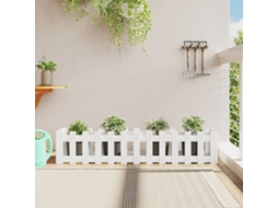 Vidaxl Canteiro Elevado Design Cerca 150x30x30 Cm Pinho Maciço Branco