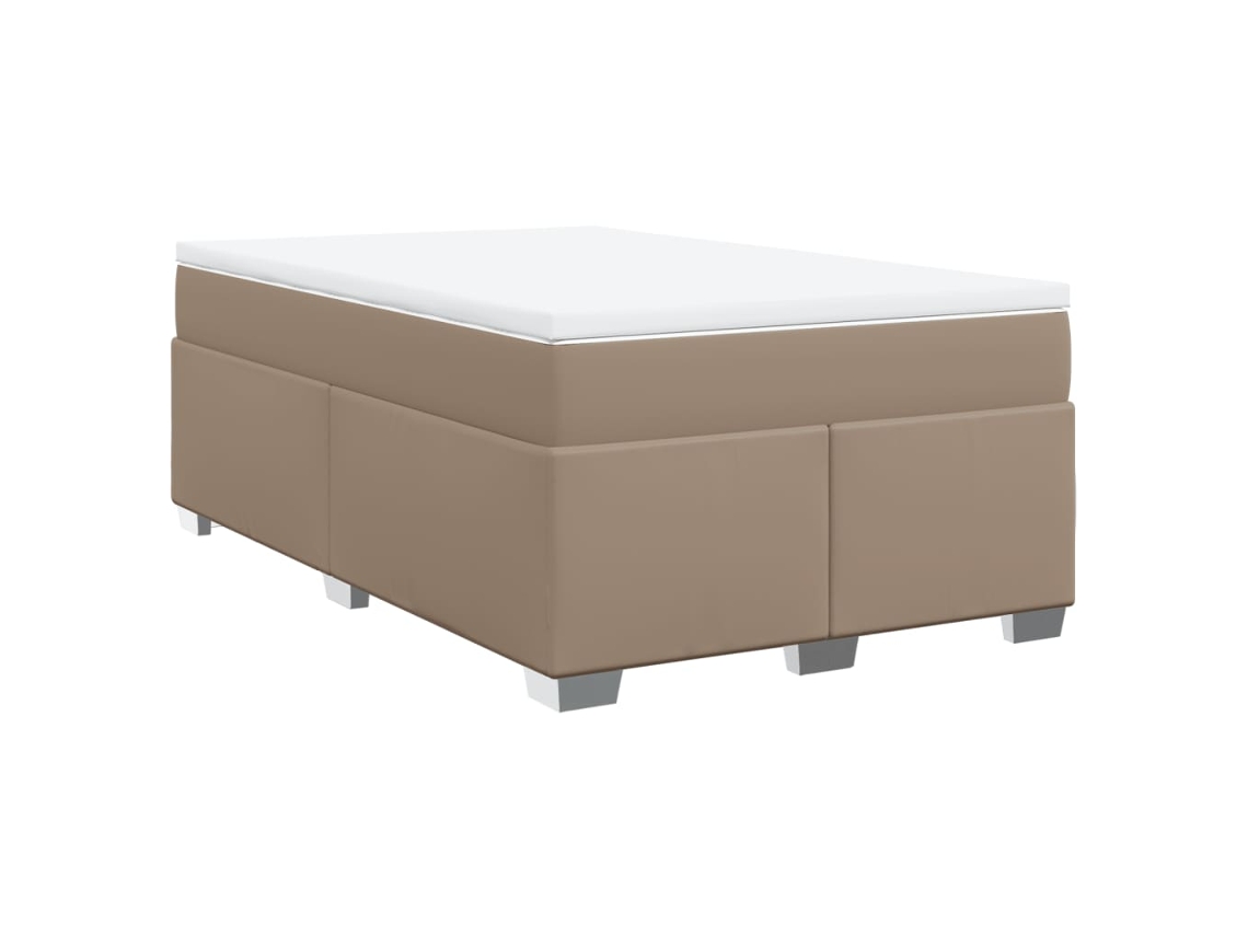 Cama Boxspring com Colchão Couro Artificial Cappuccino MAISON EXCLUSIVE (120x190 cm)