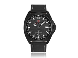 Relógio Masculino de Couro Naviforce com Calendário À Prova D'água e Pulseira de Couro