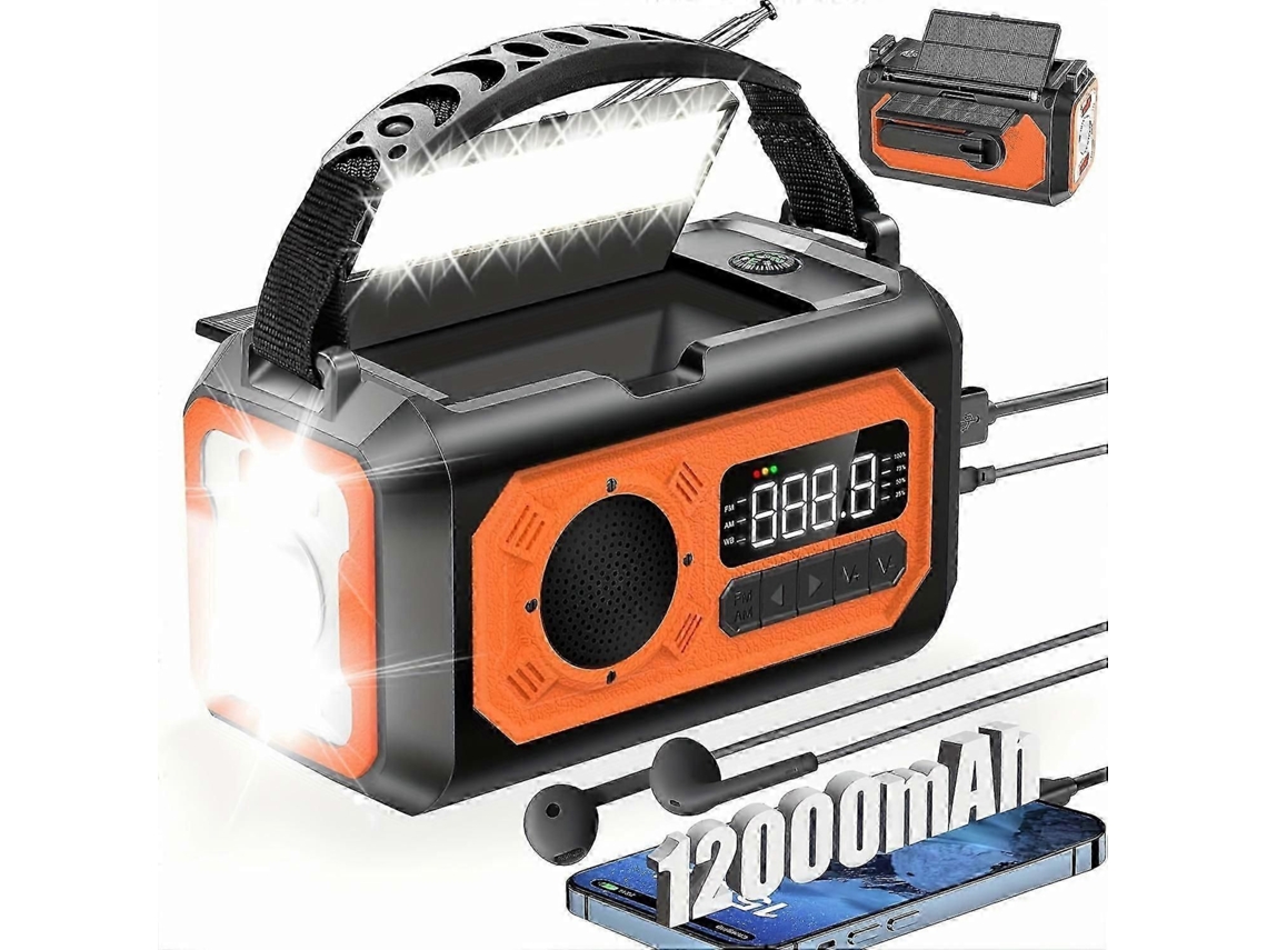 Rádio Meteorológico de Emergência 12000mah, Manivela Solar Portátil Am / Fm Noaa com 2 Painéi S Solares 3 Métodos Car GOKOCO
