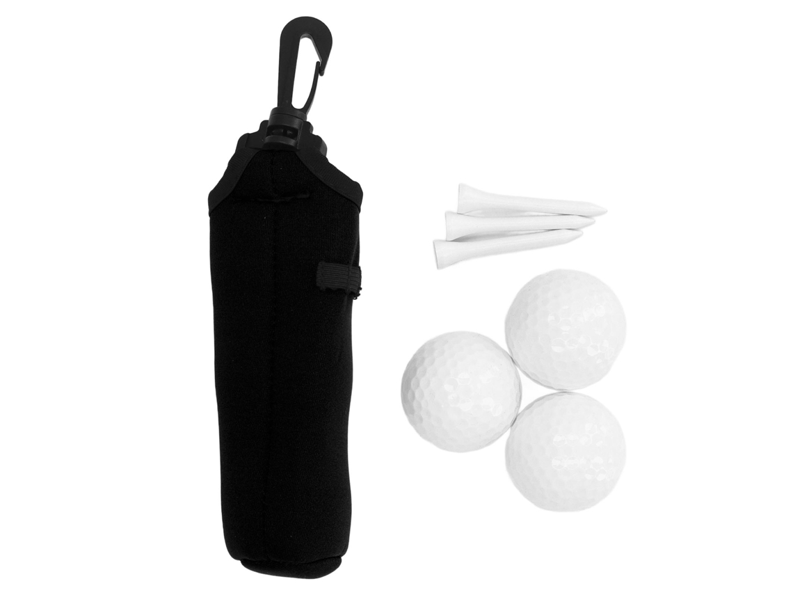 Bolsa Portátil Para Bolas E Têes De Golfe Em Neoprene Com 3 Bolas E 3 Têes Pequena Mochila De Armazenamento Preta