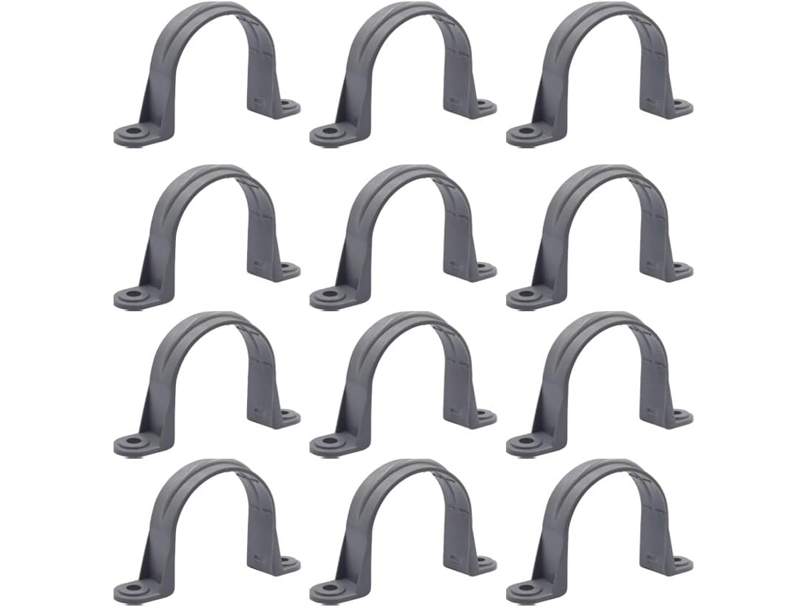 12 Abraçadeiras De Pvc – Plástico Com 2 Furos Para Tubos, Conduítes E Cabos De Pvc 2 Polegadas