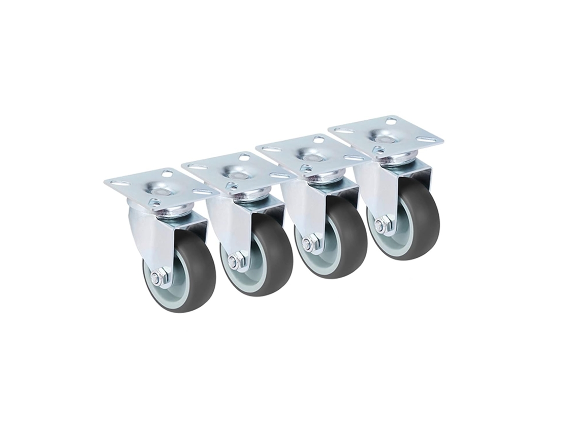Conjunto De 4 Rodízios Giratórios Reforçados De 2 Po, (cor: 4 Rodízios Individuais), Borracha