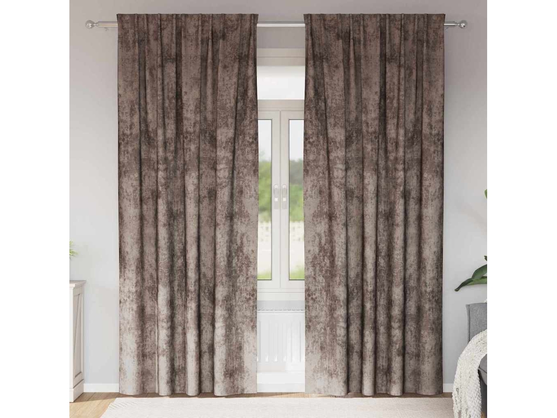 Vidaxl Cortinas De Veludo 2 Unid. Cappuccino 260 X 140 Cm Veludo