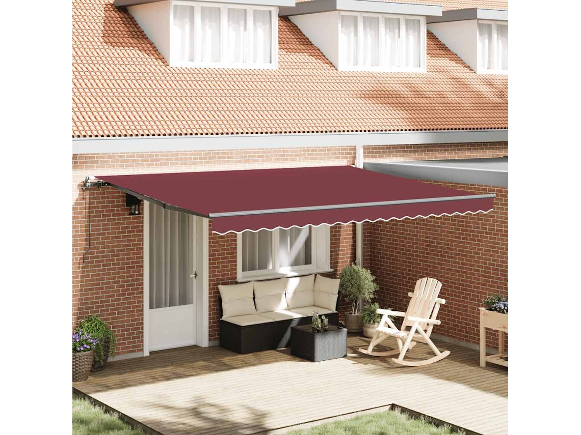 Vidaxl Toldo Retrátil Automático 450x300 Cm Bordô