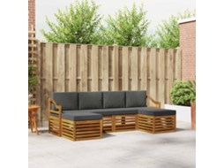 Vidaxl Conjunto De Sofás Para Exterior 6 Unid. Natural E Antracite