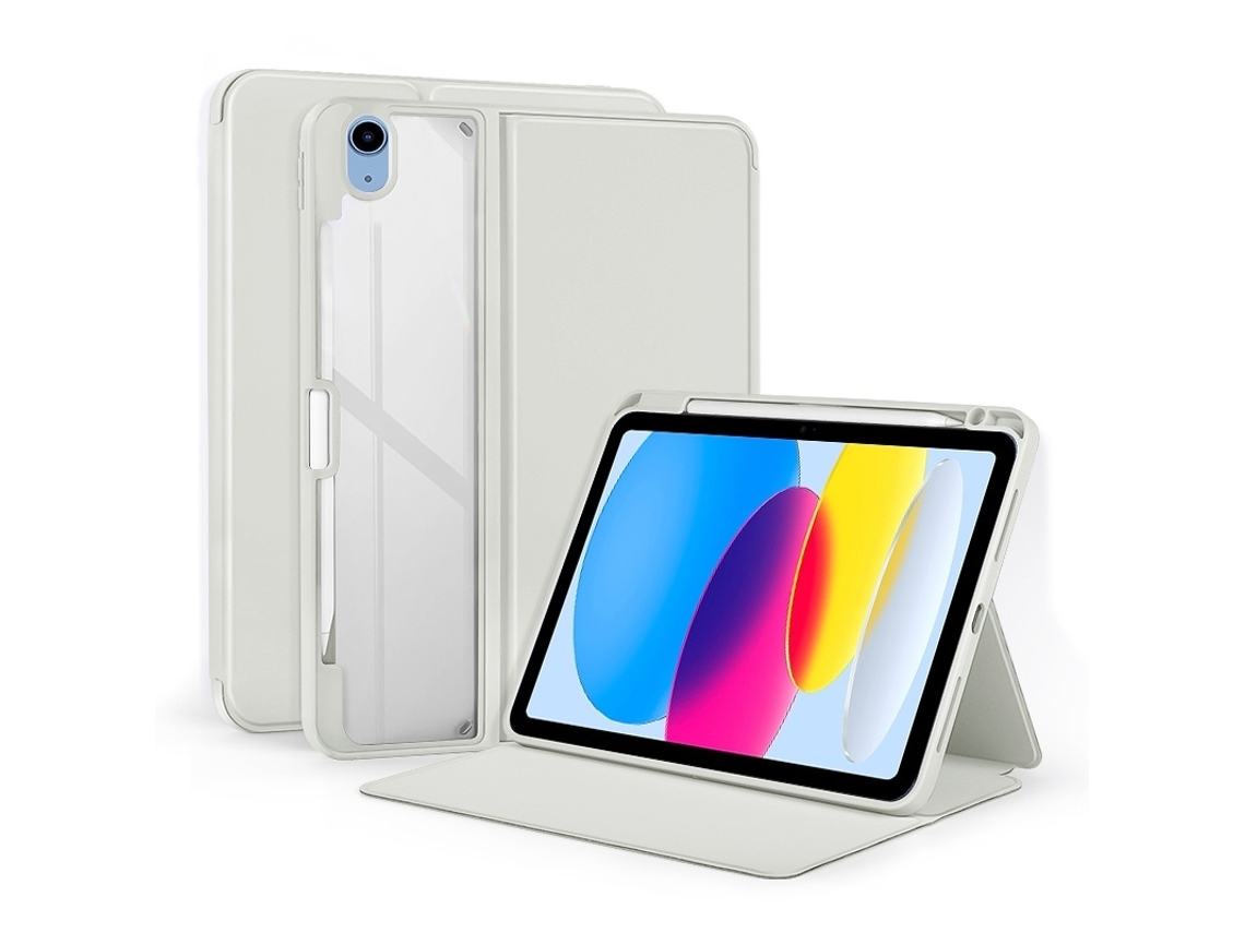 Capa Para Ipad 10ª Geração 10.9 2022 Em Couro E Acrílico Cinza Elysve